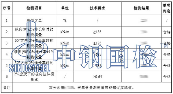 三向土工格栅检测项目结果