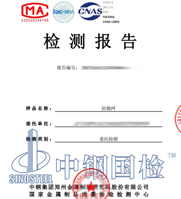 防抛网检测报告