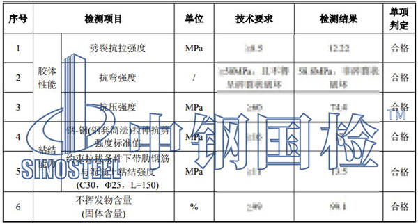 结构加固材料检测项目结果