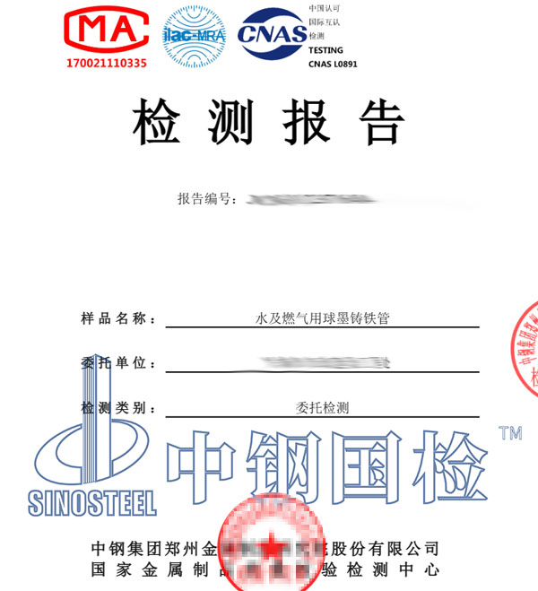 球墨铸铁检测报告
