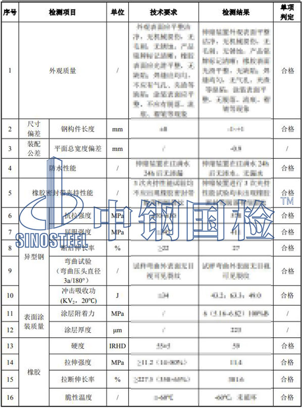 伸缩装置检测项目结果