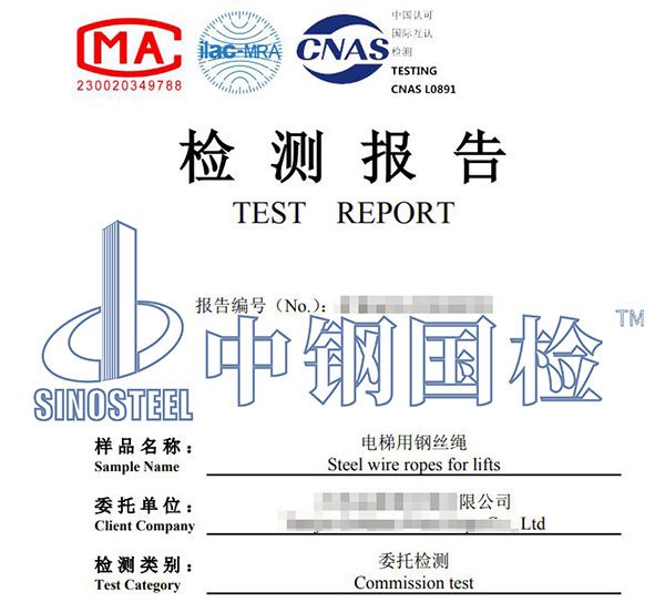 电梯钢丝绳出口检测报告