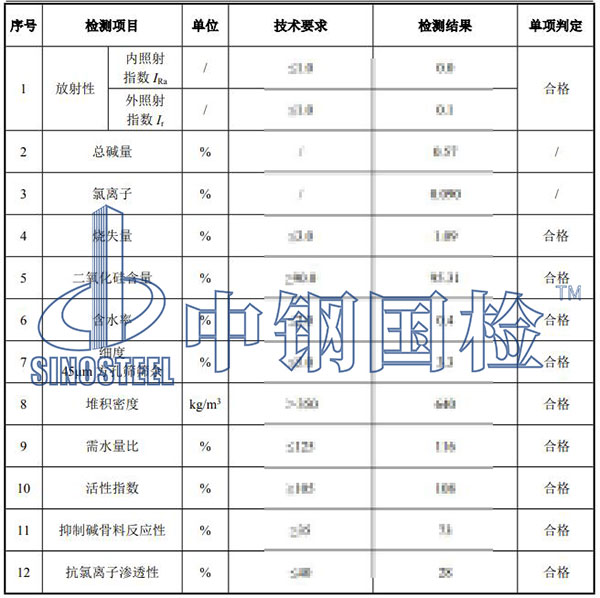 硅灰检测项目结果